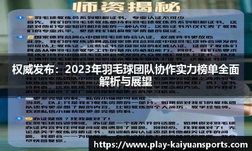 权威发布：2023年羽毛球团队协作实力榜单全面解析与展望